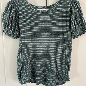 Striped Green Puff Sleeve Top